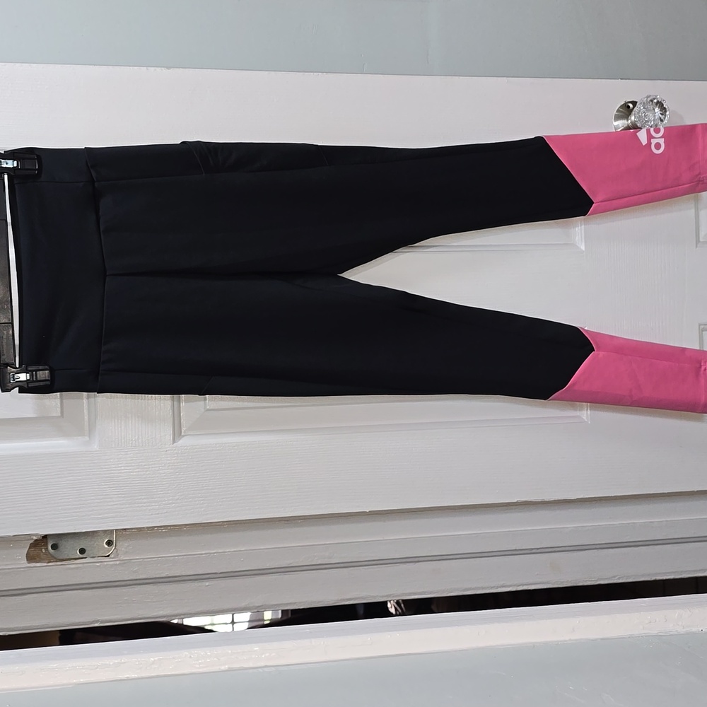 Adidas Black & Pink Workout Leggings Woman's Size XS - Picture 2 of 10